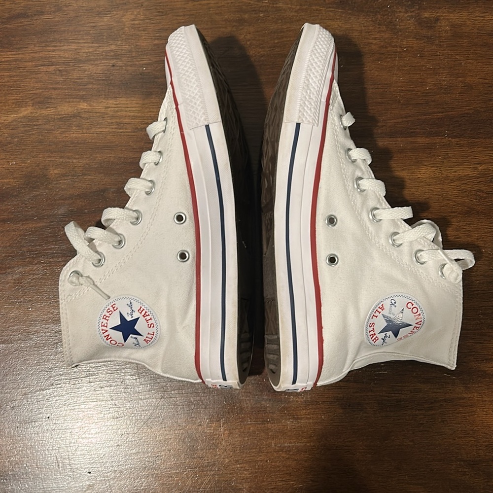 Converse Chuck Taylor All Star White Canvas High-Top Sneakers - Picture 6 of 9